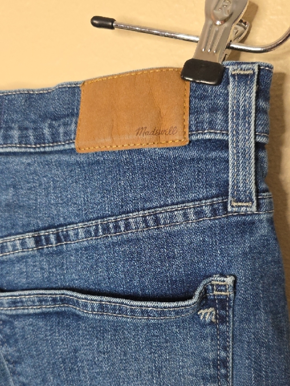 Madewell Blue Denim High-Rise Cali Demi-Boot Flare Raw Hem Jeans Womens 27 Ankle - Picture 5 of 12